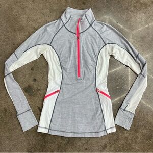lululemon race with grace half zip run wild zip long sleeve grey white neon pink